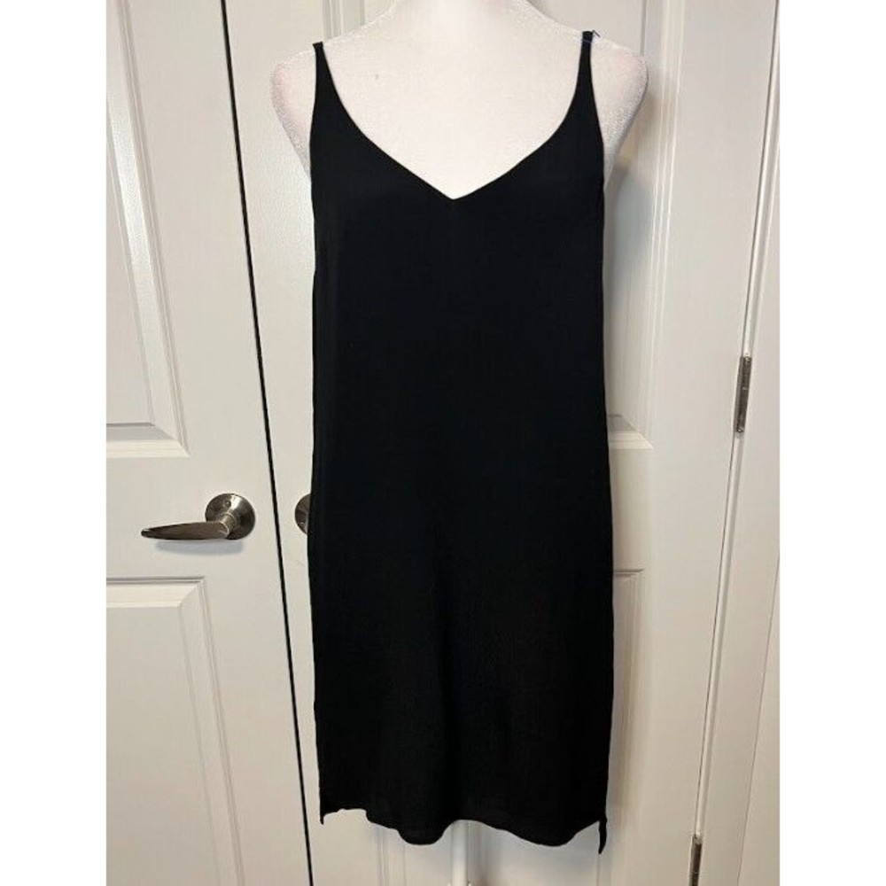 Topshop Black Dress Tank Lined V-Neck Size 2